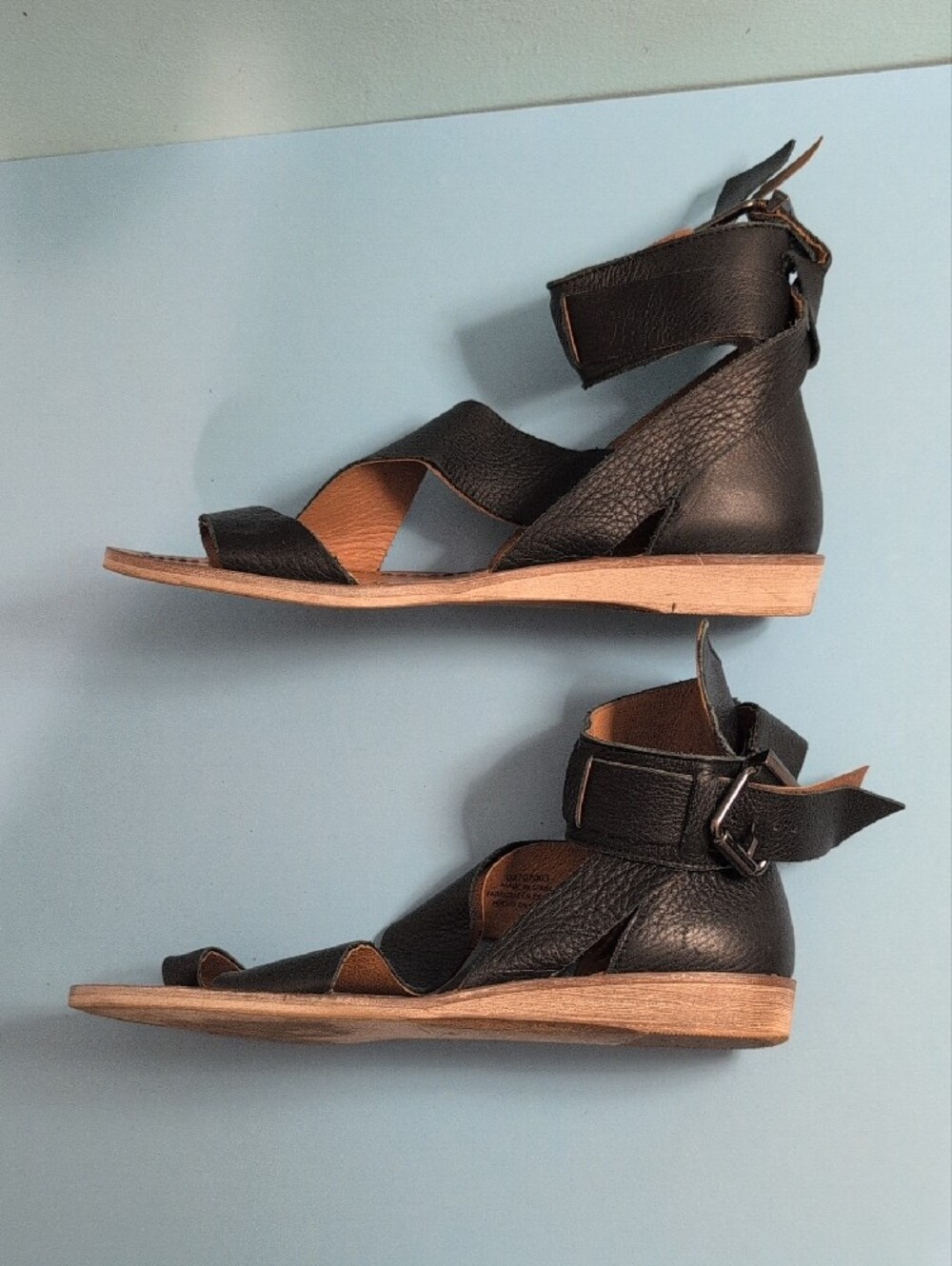 Free People, Black, Leather Ankle-Strap Gladiator Sandals, Size 39, U.S. 9 - Picture 4 of 12